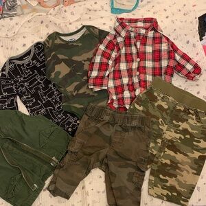 Boys Bundle Green Camo, Plaid & Dogs